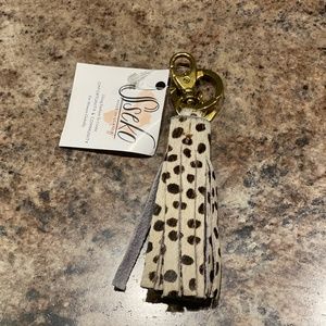 Leather Animal Print Tassel Clip/Keychain